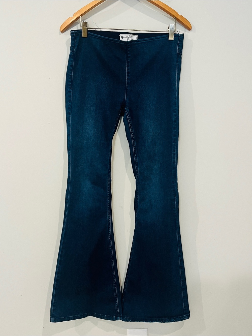Free People Dark Blue Penny Pull On Flare Jeans 70s Boho Indie